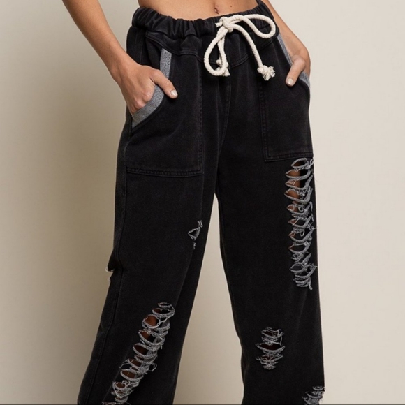 POL Black Destroyed Joggers - Picture 5 of 7